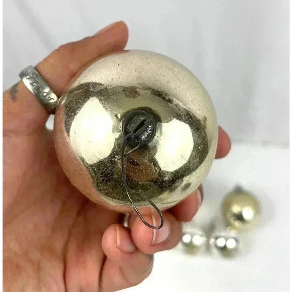 VTG Lot of 8 Mercury Glass Ornaments Holiday Christmas Gold Silver Shiny Brite - Picture 10 of 14